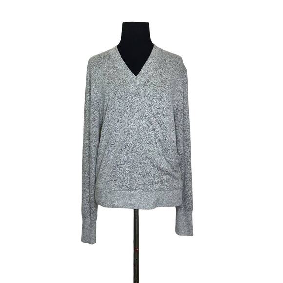 J. Crew silver gray long sleeves front faux wrap sweater size small - Picture 1 of 9